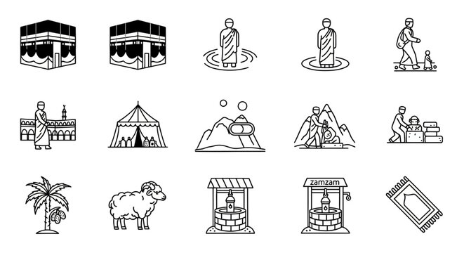 Islamic Pilgrimage and Rituals Icons