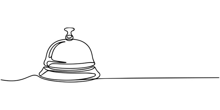 Vector illustration of a single line drawing hotel bellhop call service sign