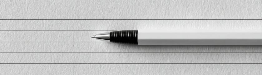 Blank paper mockup simple white pen on lined sheet ready for text outline marker creative writing drawing education office supply