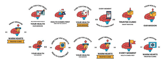 Fototapeta premium Vibrant icons show health and mindfulness themes