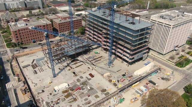 Aerial View of North Carolina Education Campus Construction in Downtown Raleigh