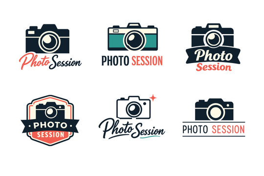 Retro style camera logos for photo session branding