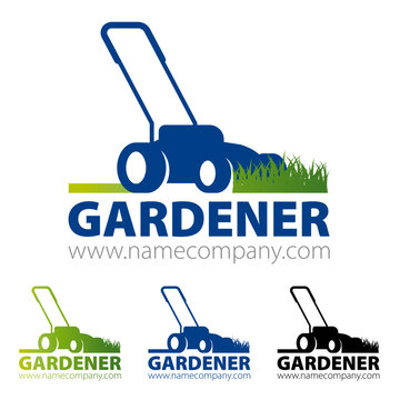 Logo entretien de pelouse et espace vert &ndash; ic&ocirc;ne tondeuse moderne