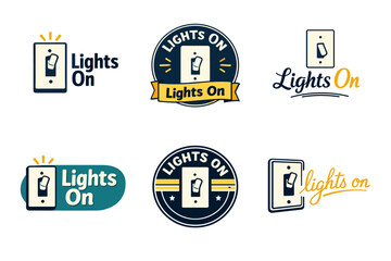 Naklejka premium Set of six lights on logos with switch design in various styles and colors