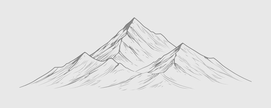 Mount Everest minimal ridge line drawing simple Himalayan mountain vector Nepal illustration