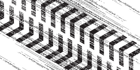 Grunge tire track, wheel braking marks. Truck, car or motorcycle tread pattern silhouette. Auto race, motorsport, speed racing design element. Vector illustration © achmad