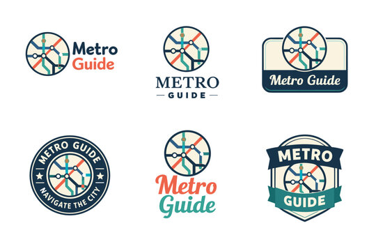 Metro guide logos: navigational map designs with stylish typography