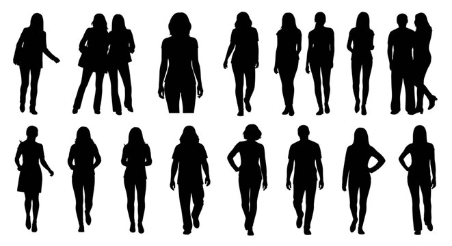 Set of human silhouettes in different poses