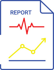 Obraz premium A minimalist flat vector icon representing a business report with pulse and growth trend charts isolated on transparent background, isolated on white background, Vector
