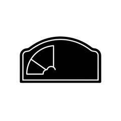 Fototapeta premium Black silhouette of a classic car hood ornament with curved design