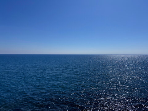 Blue sea and blue sky.