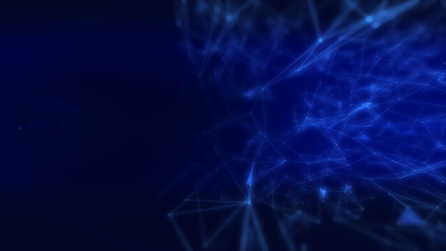 Abstract Blue Digital Mesh of Connected Dots and Lines Representing a Futuristic Network System Illustration Background.