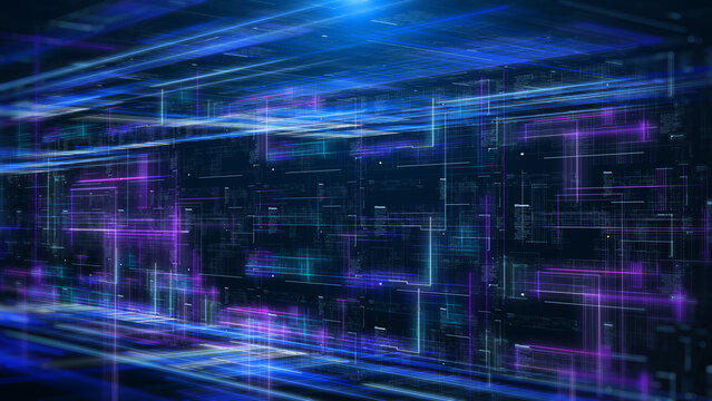 Technology digital cyberspace data network connection perspective view illustration background