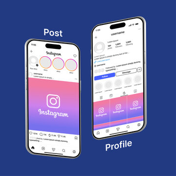 instagram mockup social media template , new update instagram post mock up , frame social network, Instagram moc kup with mobile phone.	