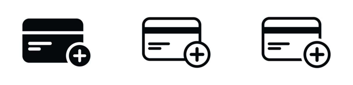 Add card vector icon. Add visa or master card signs. Add credit card icon