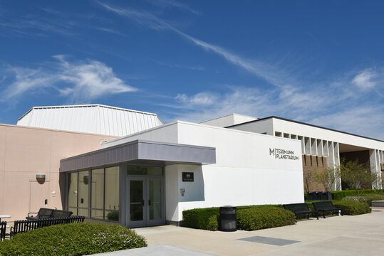 SANTA ANA, CALIFORNIA - 22 MAR 2026: The Tessmann Planetarium building on the campus of Santa Ana College, SAC, a community college in Orange County.