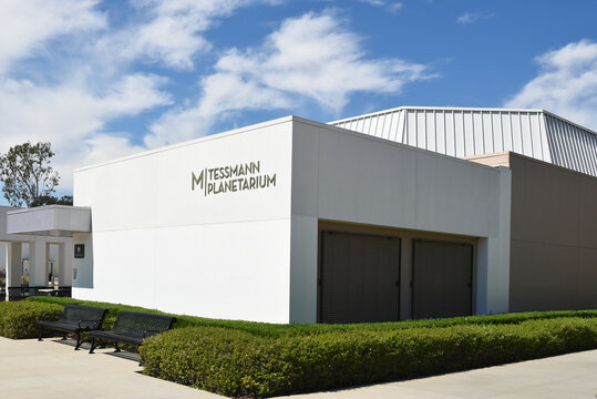 SANTA ANA, CALIFORNIA - 22 MAR 2026: The Tessmann Planetarium building on the campus of Santa Ana College, SAC, a community college in Orange County.
