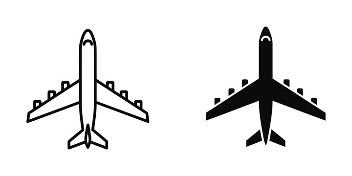 commercial airplane and private jet side view flat design vector illustration