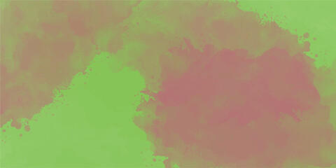 Fototapeta premium Abstract green and muted red watercolor background with soft organic texture.