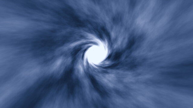 whirlpool forms as dark blue shades mix and swirl around a bright center. motion draws the eye inward, creating a sense of depth and movement in the scene. 3d render
