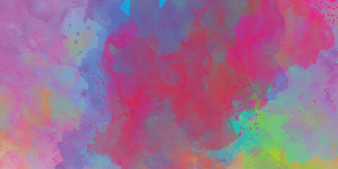 Fototapeta premium Colorful vibrant watercolor background with pink, blue and purple splashes.