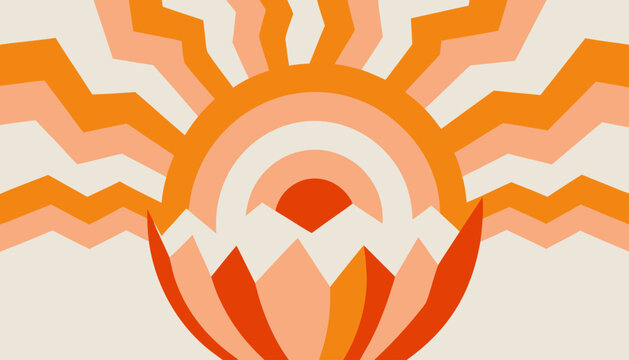 Minimalist Sunrise Eggshell Vector Symbolizing New Beginnings