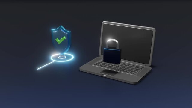 Isometric cloud technology modern motion graphic animation. Safety and security on internet. Authentication in social networks. cybersecurity concepts, or innovative digital solutions.  3d animation