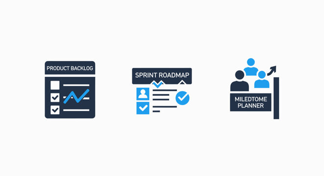 Survey and election icons: policy checklist, voter registration form, and election panel with voters, representing voting and democracy