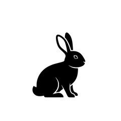 Fototapeta premium A black silhouette of a rabbit sitting on its haunches Vector, illustration