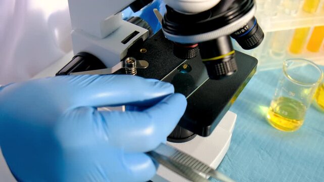 Examine a tick in a lab. Selective focus.