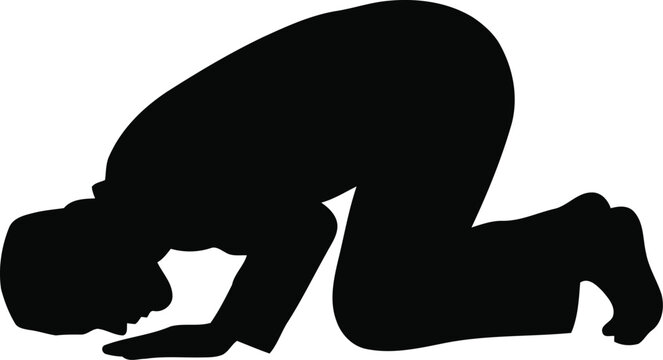 Praying Man Silhouette Muslim Prostration Sajdah Pose