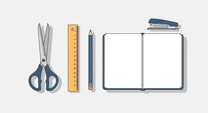 Essential stationery items for office and school work.