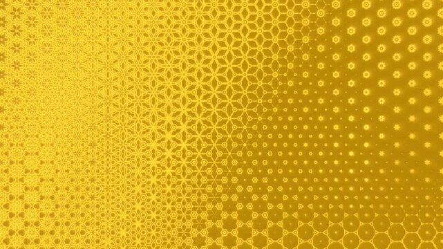 Blue purple geometric animation with hexagons transforming into mandala patterns. Futuristic glowing background with depth seamless loop