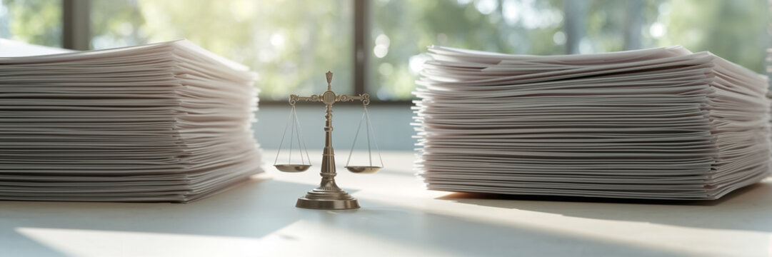scales of Themis, documents on the table