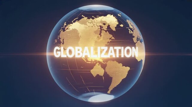 Globe with the text globalization.