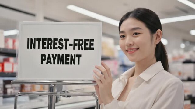 Interest-free payment in a store.