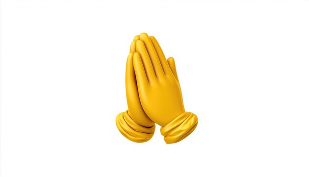 Yellow Folded Hands Emoji On White Background: The Perfect Praying Hand Emoji For Your Social Media Messages And Posts To Convey Spirituality And Hope.