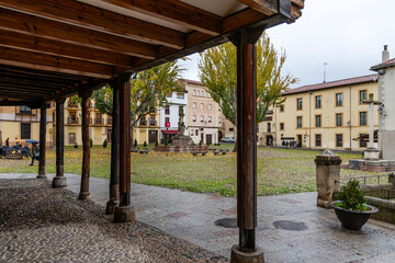 Fototapeta premium Leon, Spain - November 15, 2025: Exterior facade of the Plaza del Grano in the city of Leon, Spain