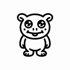 Fototapeta premium Black bear cartoon vector illustration on white background simple drawing animal