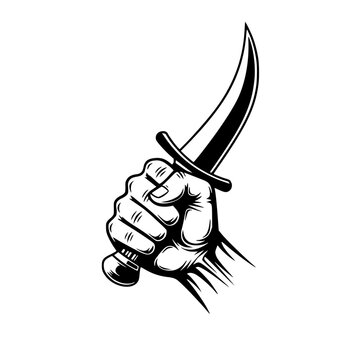 A hand gripping a dagger Vector, illustration
