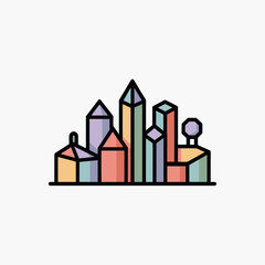 Obraz premium Colorful city skyline vector illustration urban architecture building graphic
