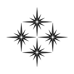 Fototapeta premium A black and white image of four compass points Vector, illustration
