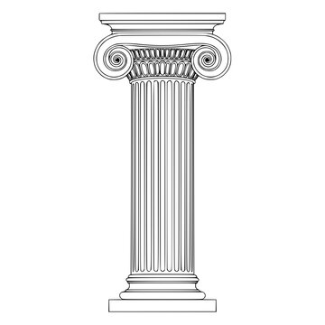 A tall column with a scroll design on top Vector, illustration