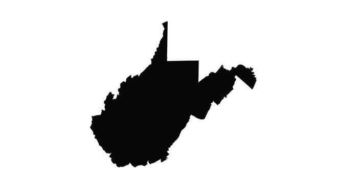 Black silhouette of the state of west virginia on a white background
