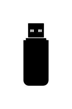 Silhouette of a usb flash drive on a white background
