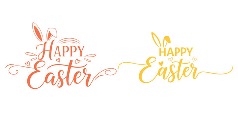 Easter bunny greeting cards with happy easter text in red and yellow © Nafish