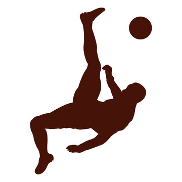 Football player kick scissors silhouette