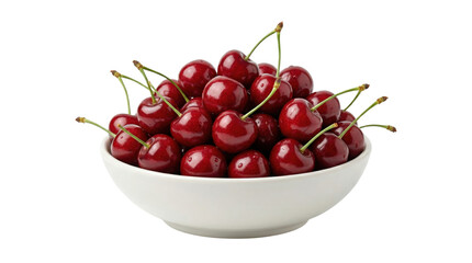 White bowl filled with ripe red cherries © BTG