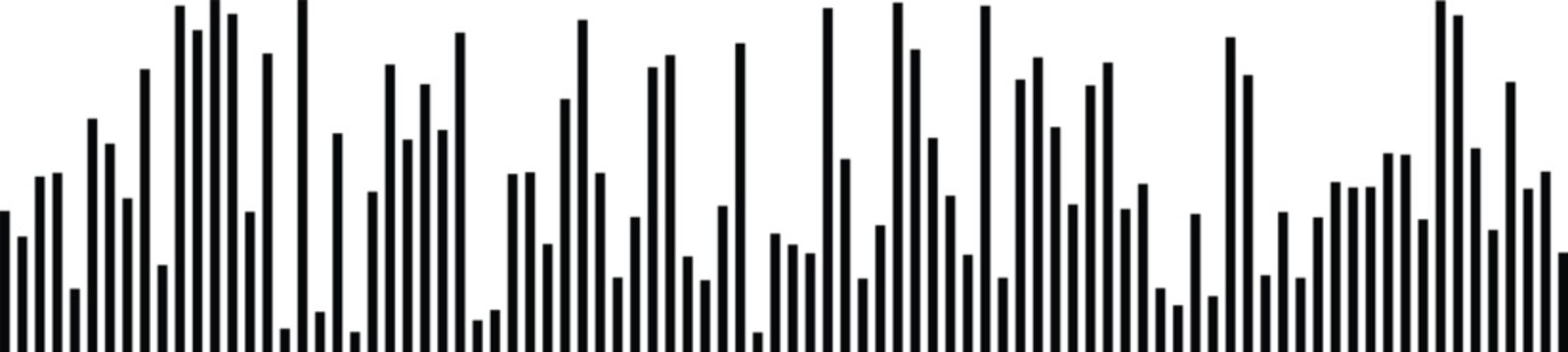A digital representation of a black and white bar graph showing varying data levels