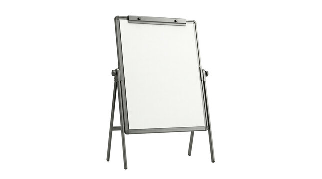 Blank white flipchart stand on transparent background